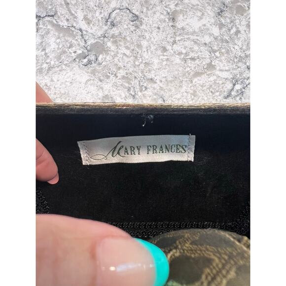 Mary Frances Green & Gold Floral Beaded Hard Case Hand Bag Purse Embellished JL - Picture 12 of 16